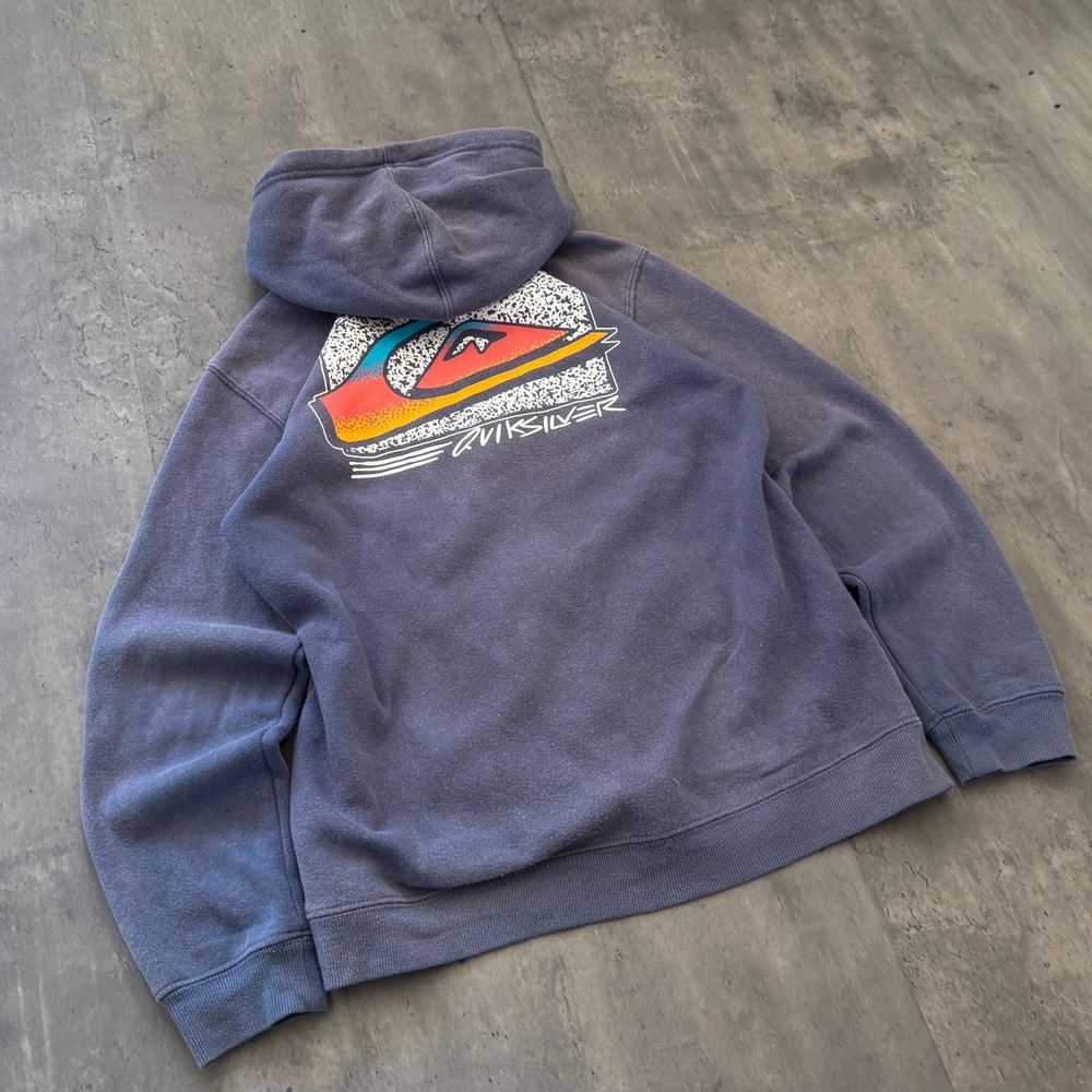 Vintage VTG Y2K 2000's 00's Quiksilver Faded Blue Full Zip Surfwear Hoodie